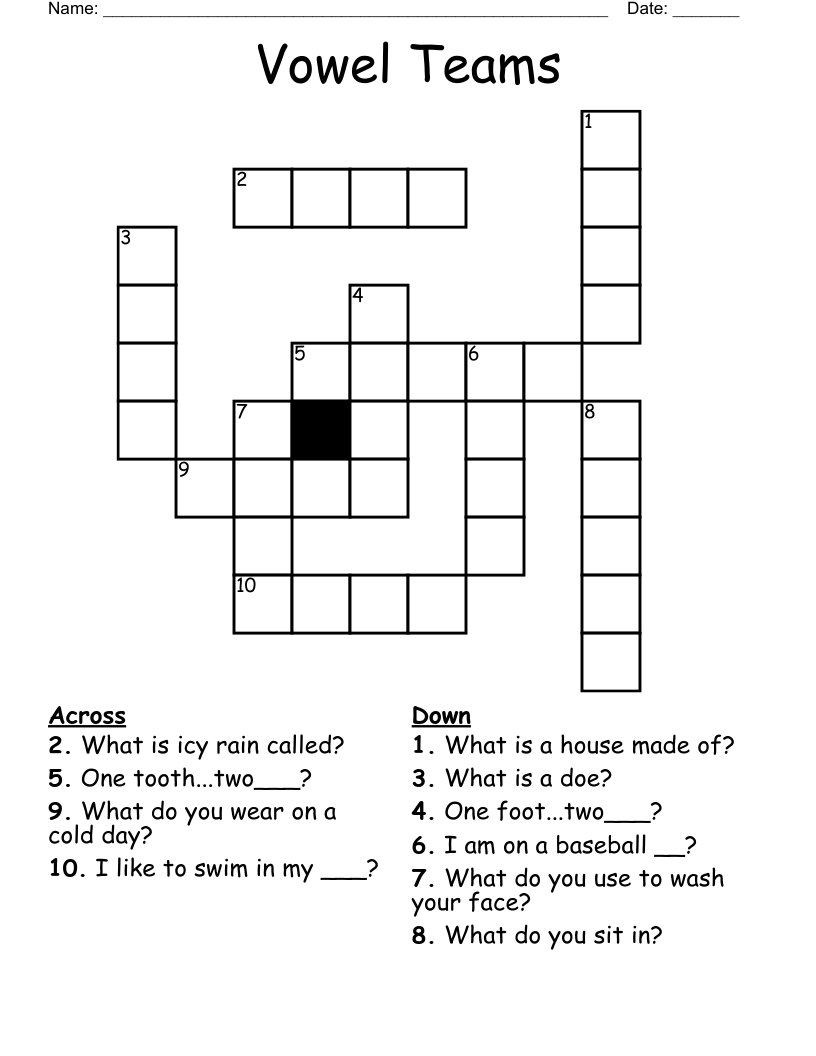 Vowel Teams Crossword