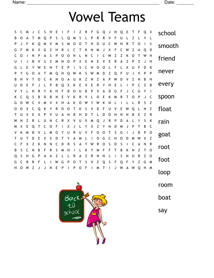 Vowel Teams Word Search