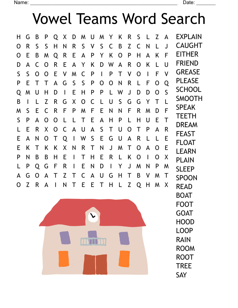 Vowel Teams Word Search