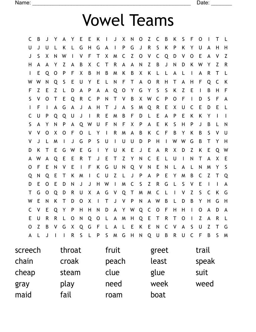 Vowel Teams  Word Search