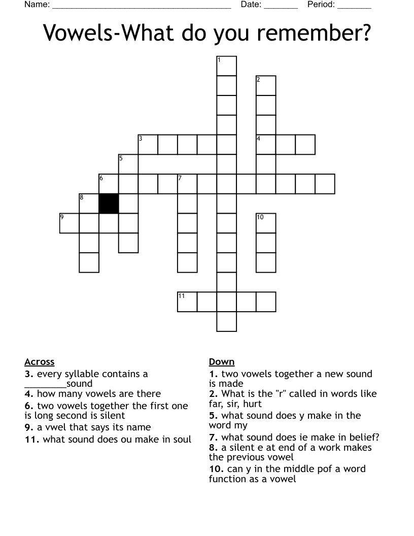 Vowels-What do you remember? Crossword