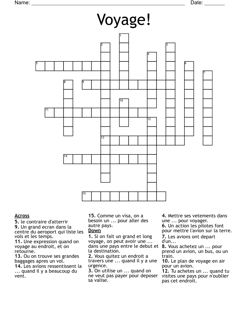 Voyage! Crossword