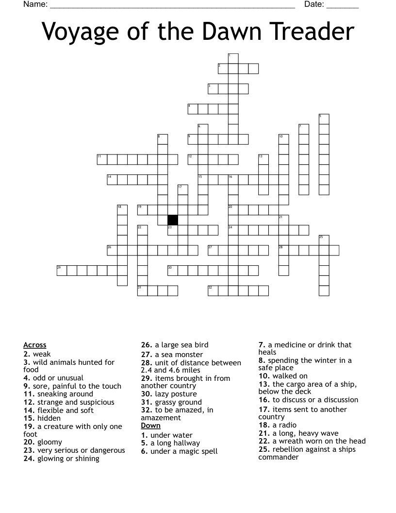 Voyage of the Dawn Treader Crossword