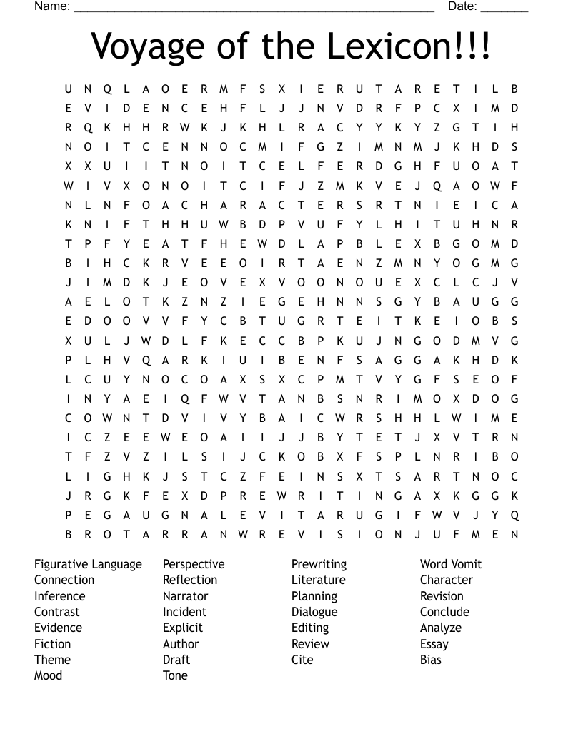 Voyage of the Lexicon!!! Word Search