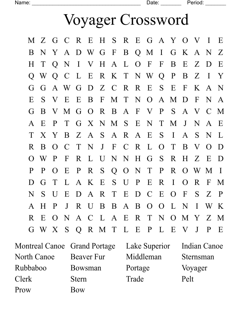 Voyager Crossword Word Search