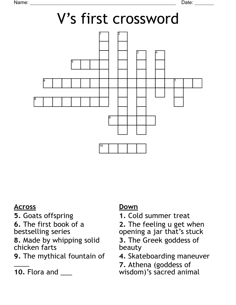 V’s first crossword 