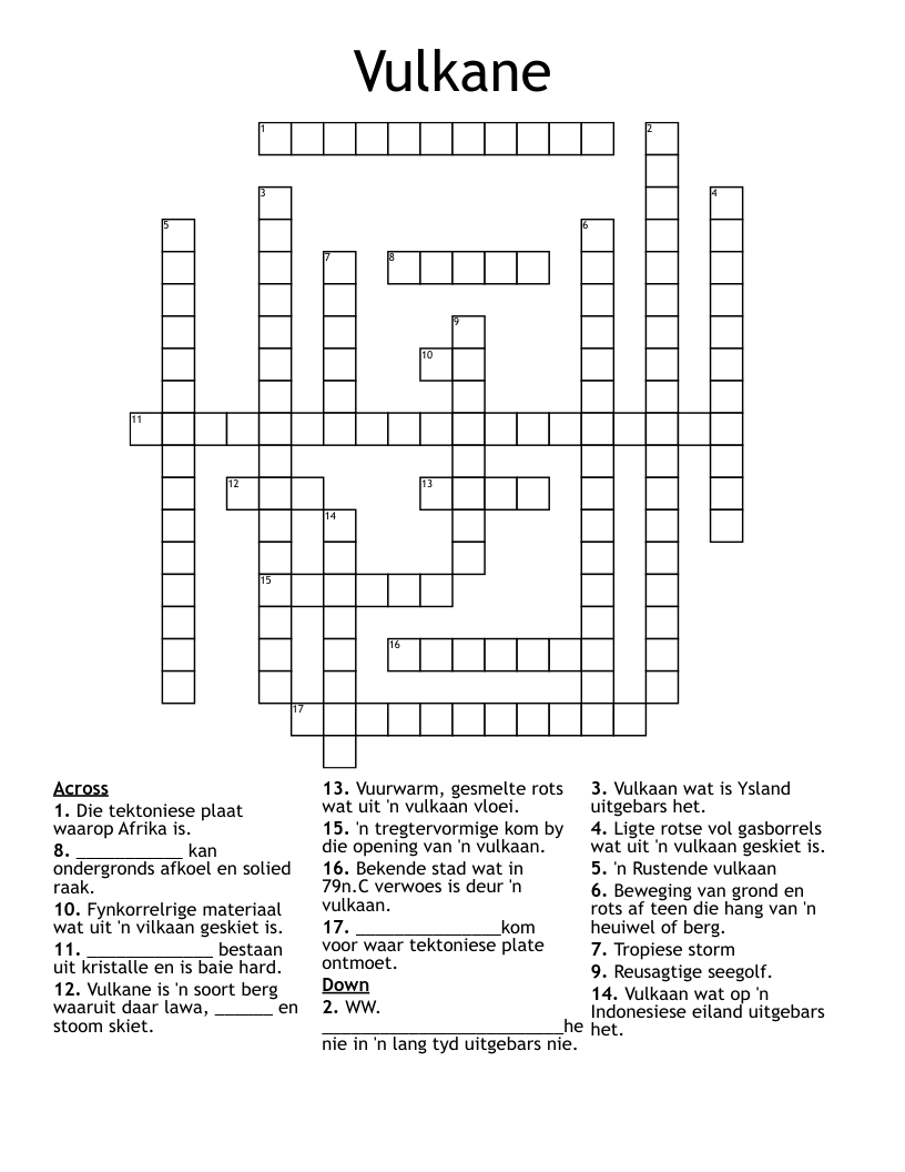 Vulkane Crossword
