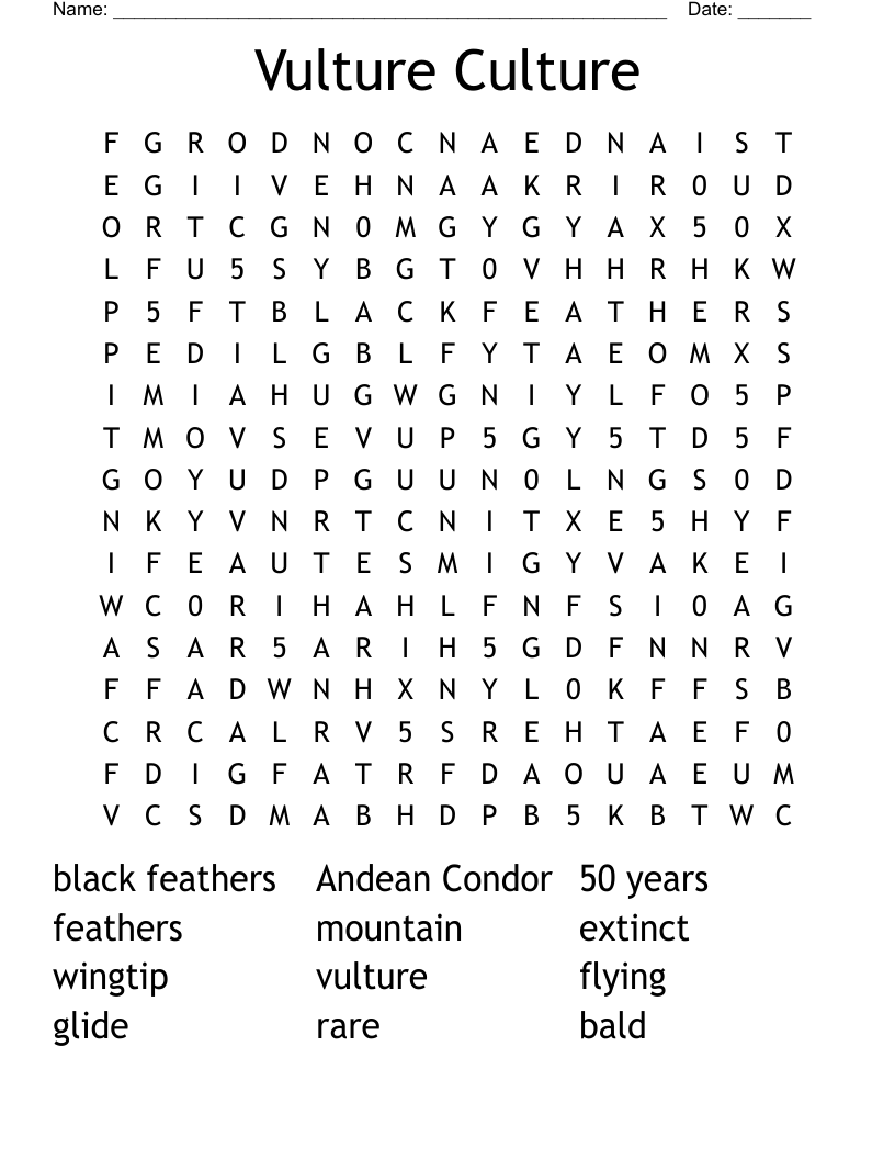 Vulture Culture  Word Search