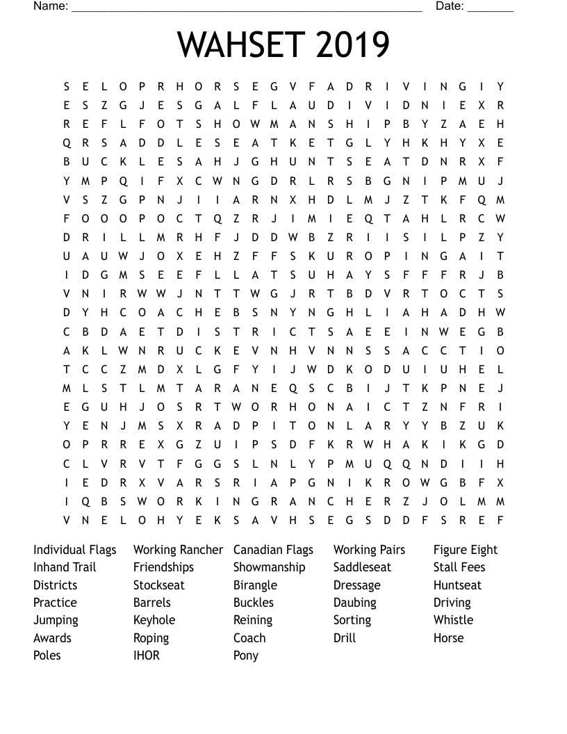 WAHSET 2019 Word Search