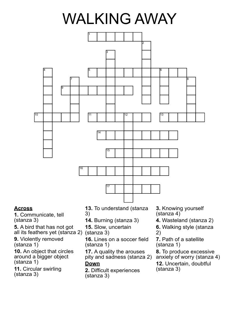 WALKING AWAY Crossword