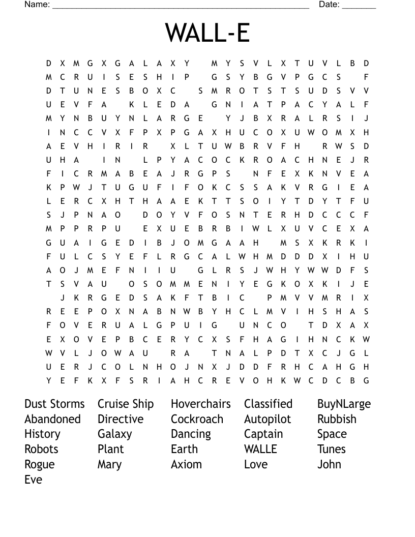 WALL-E Word Search