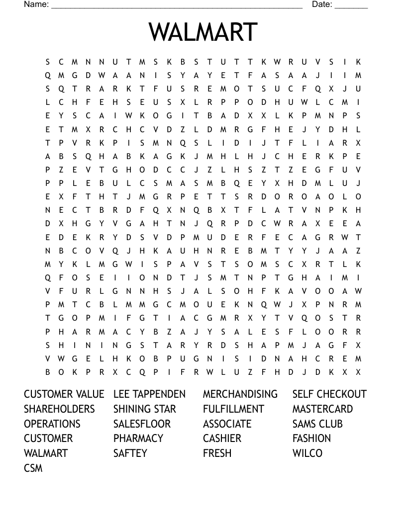 WALMART Word Search