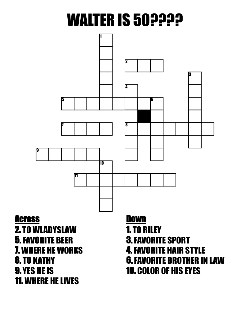 WALTER IS 50???? Crossword