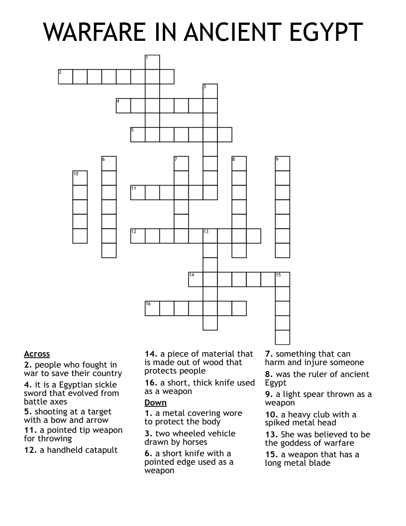 WARFARE IN ANCIENT EGYPT Crossword