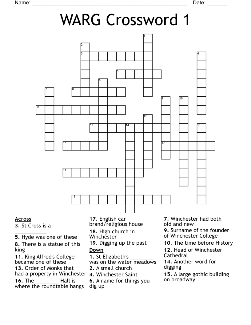 WARG Crossword 1