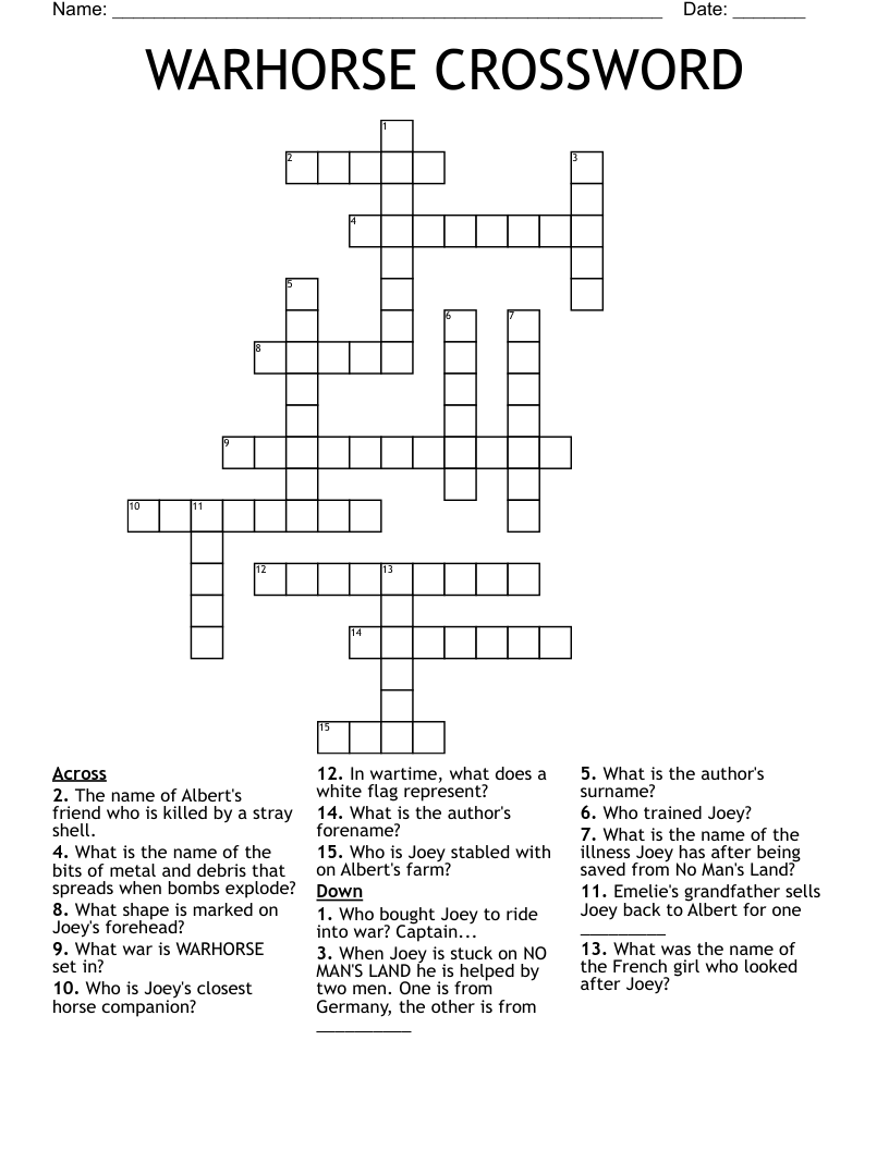 WARHORSE CROSSWORD