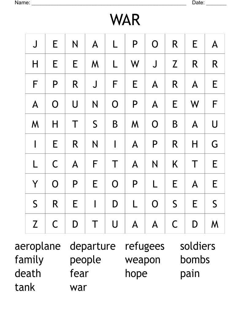 WAR Word Search
