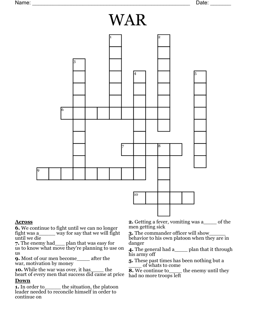 WAR Crossword