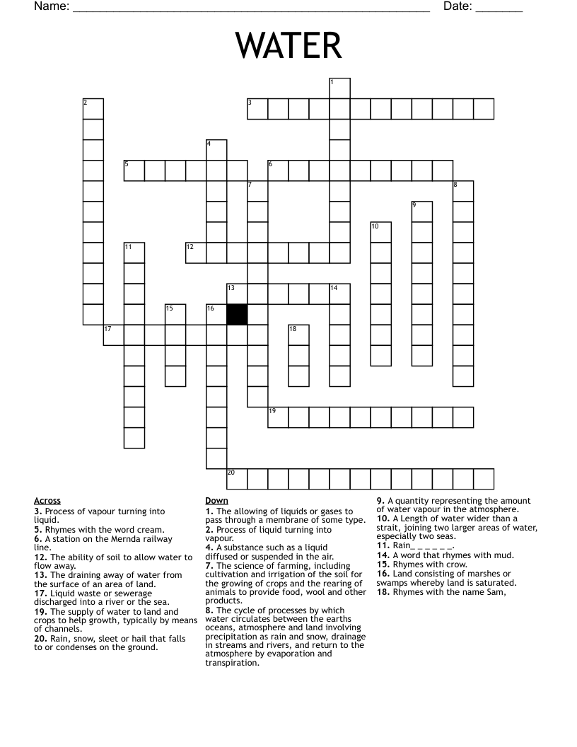 WATER Crossword