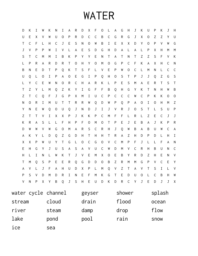 WATER Word Search