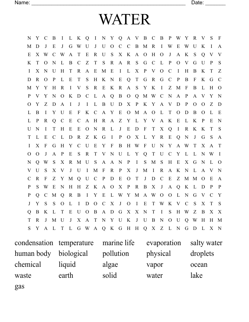 WATER Word Search