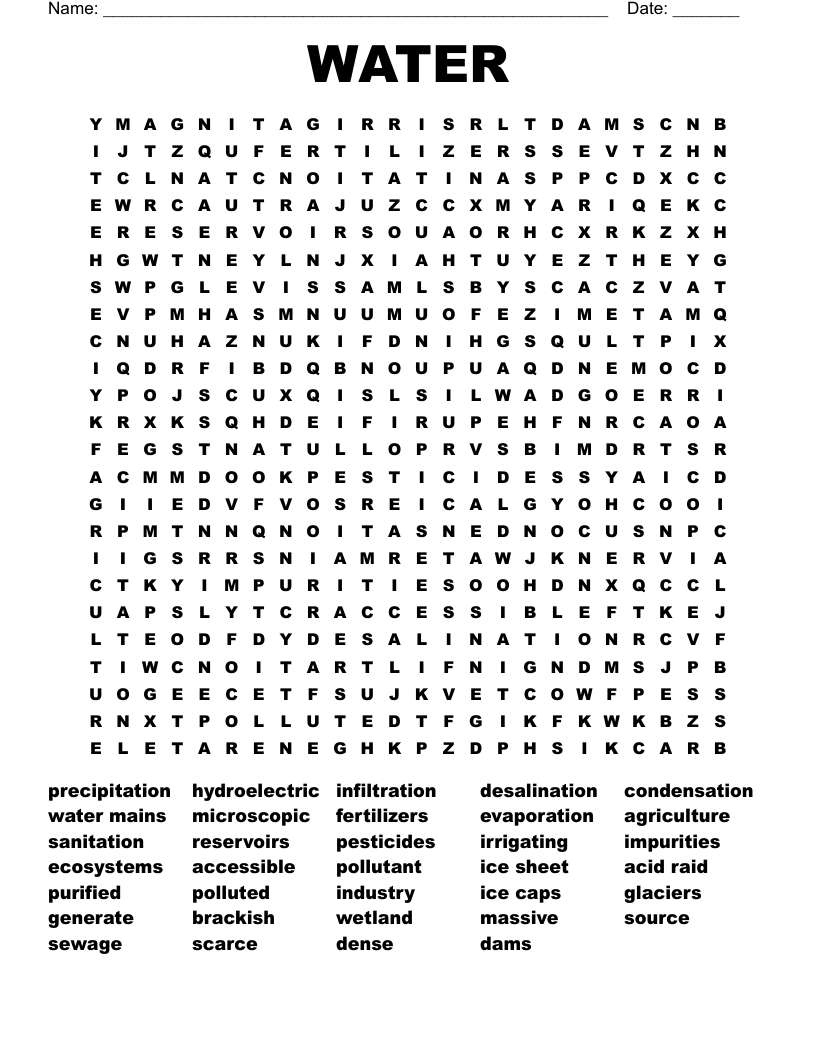 WATER Word Search