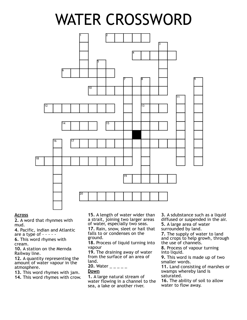 WATER CROSSWORD