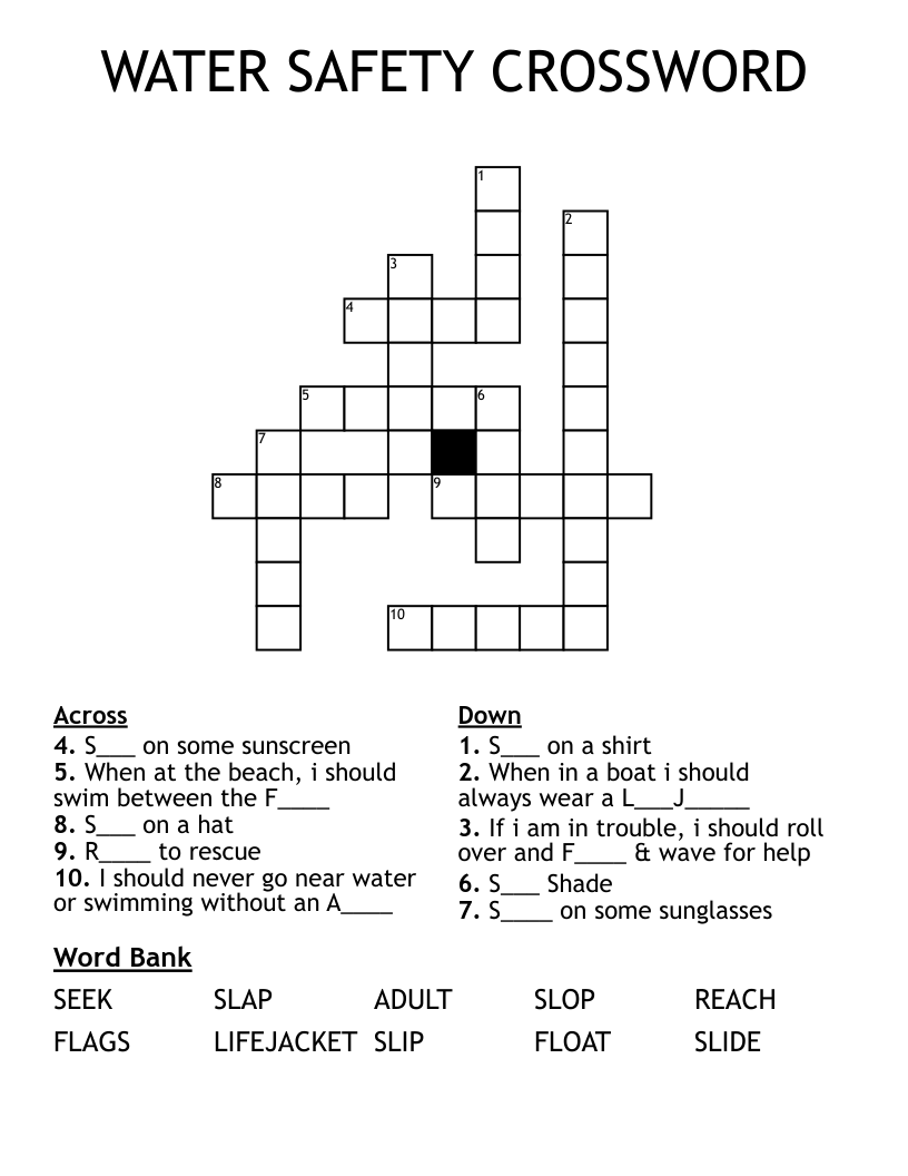 WATER SAFETY CROSSWORD