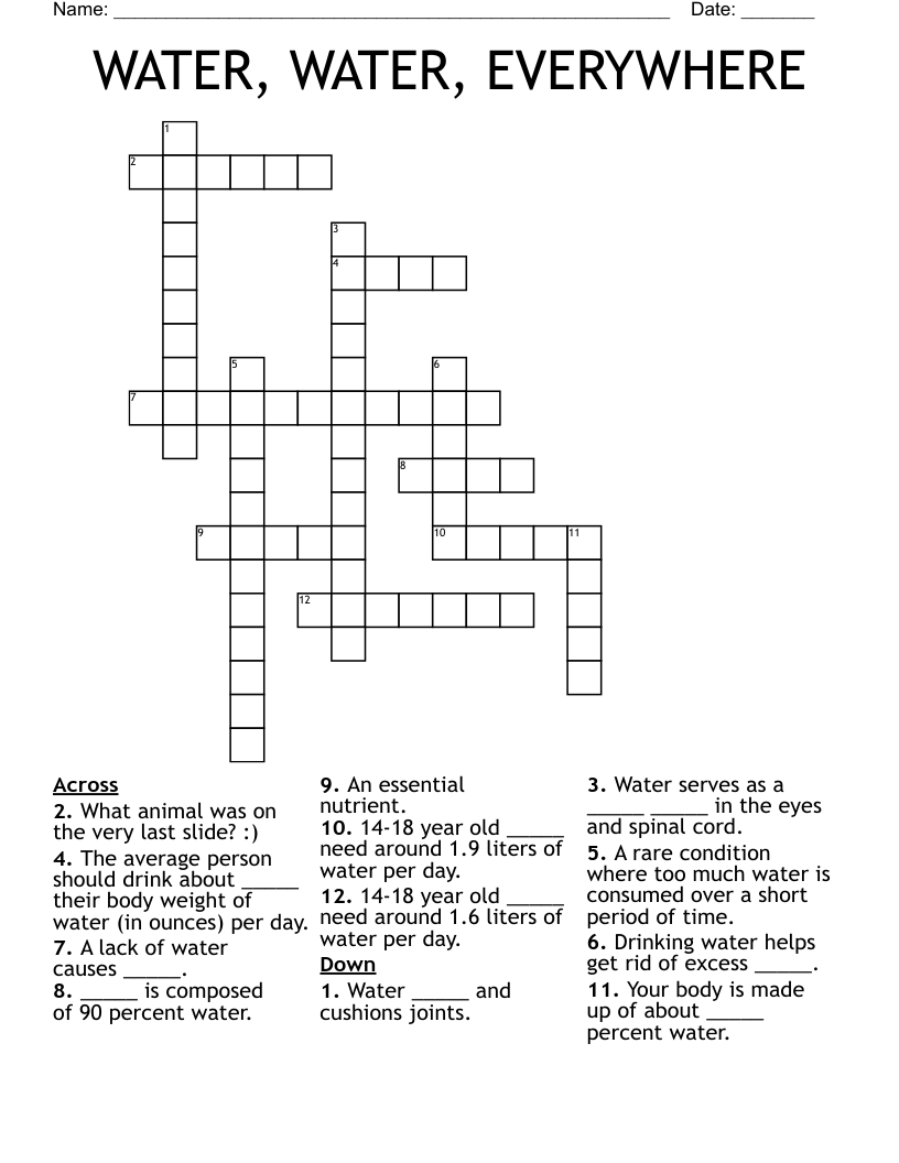 WATER, WATER, EVERYWHERE Crossword