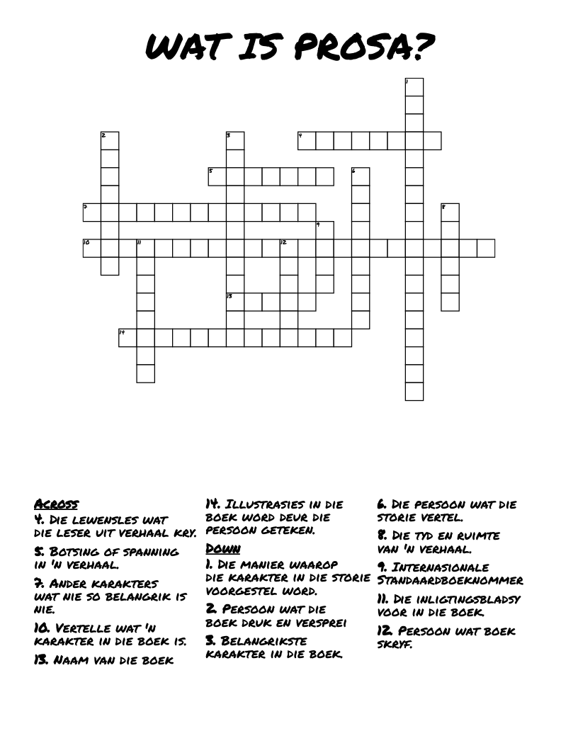 WAT IS PROSA? Crossword