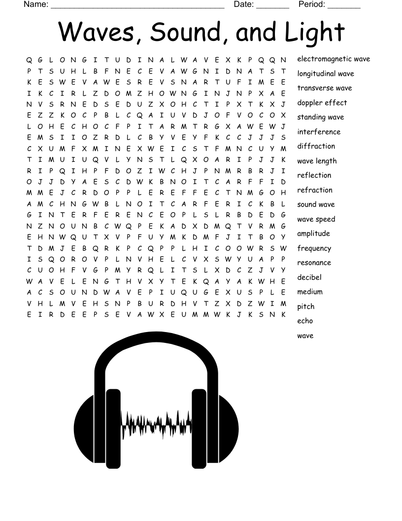 Waves, Sound, and Light Word Search