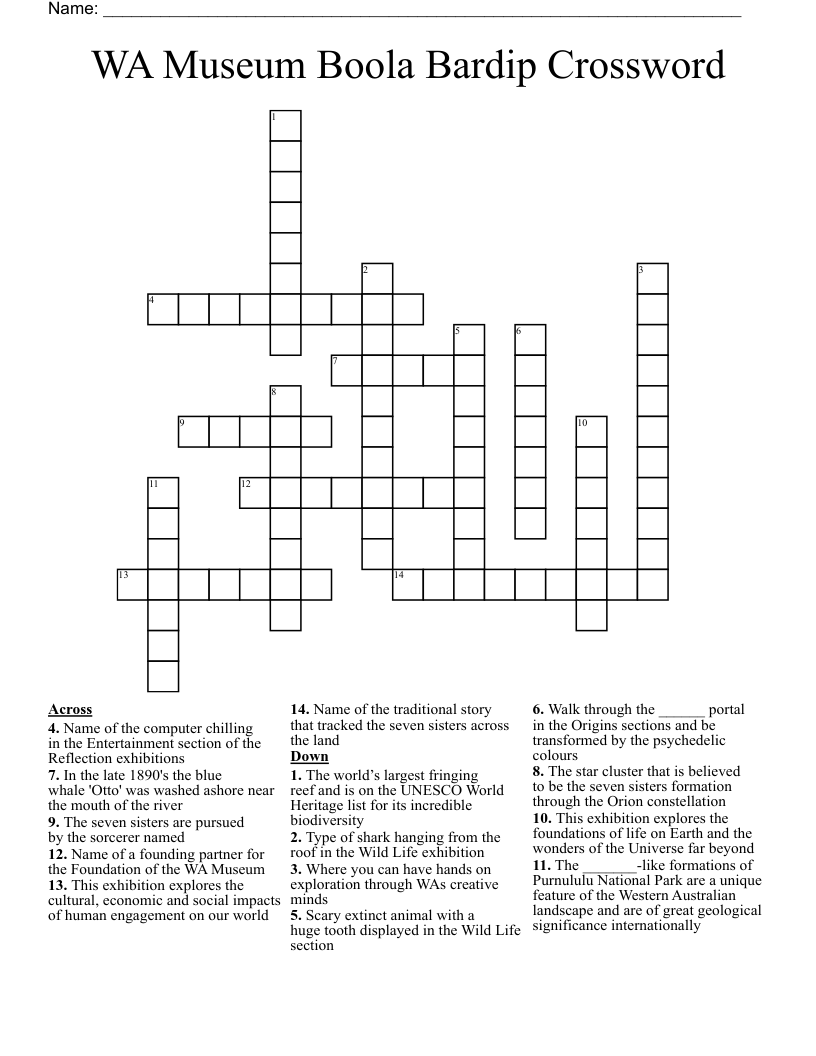 WA Museum Boola Bardip Crossword 