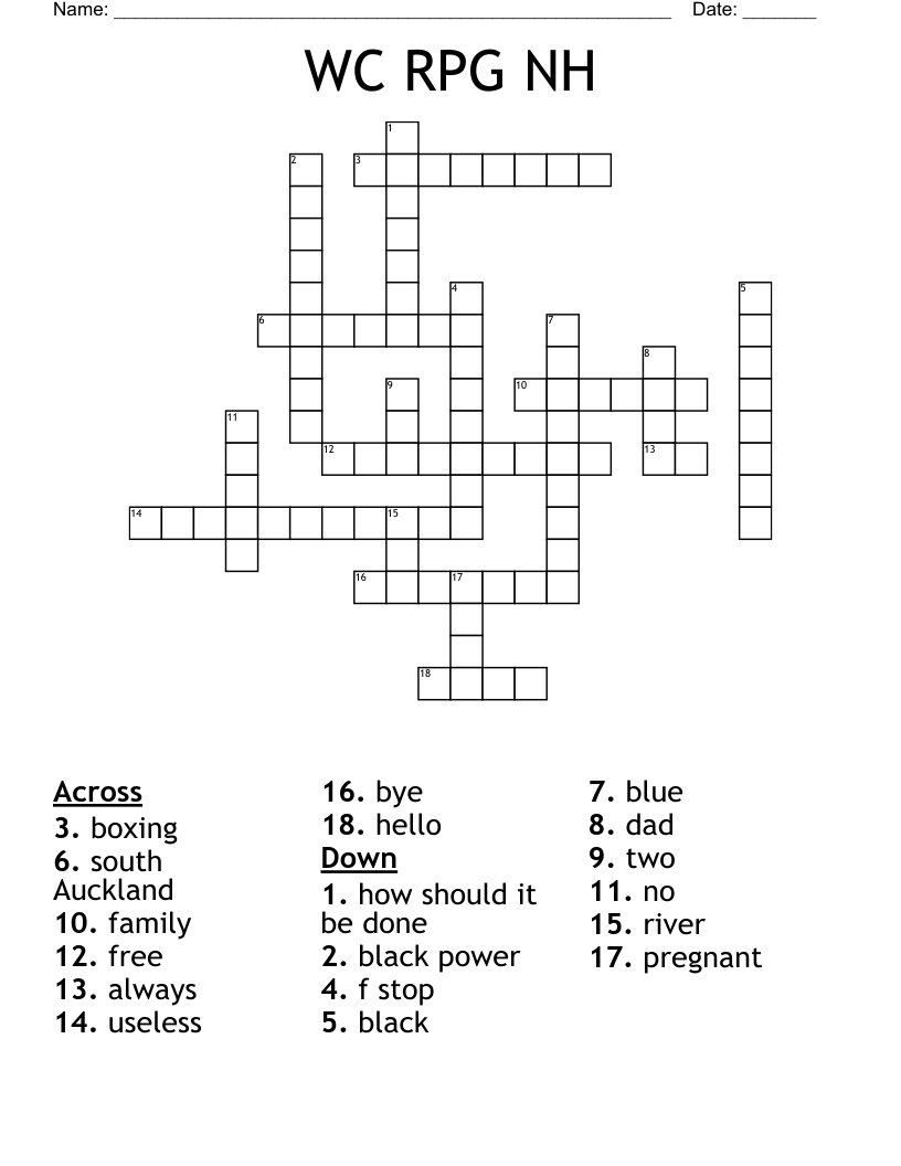 WC RPG NH Crossword