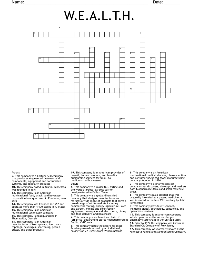 W.E.A.L.T.H. Crossword