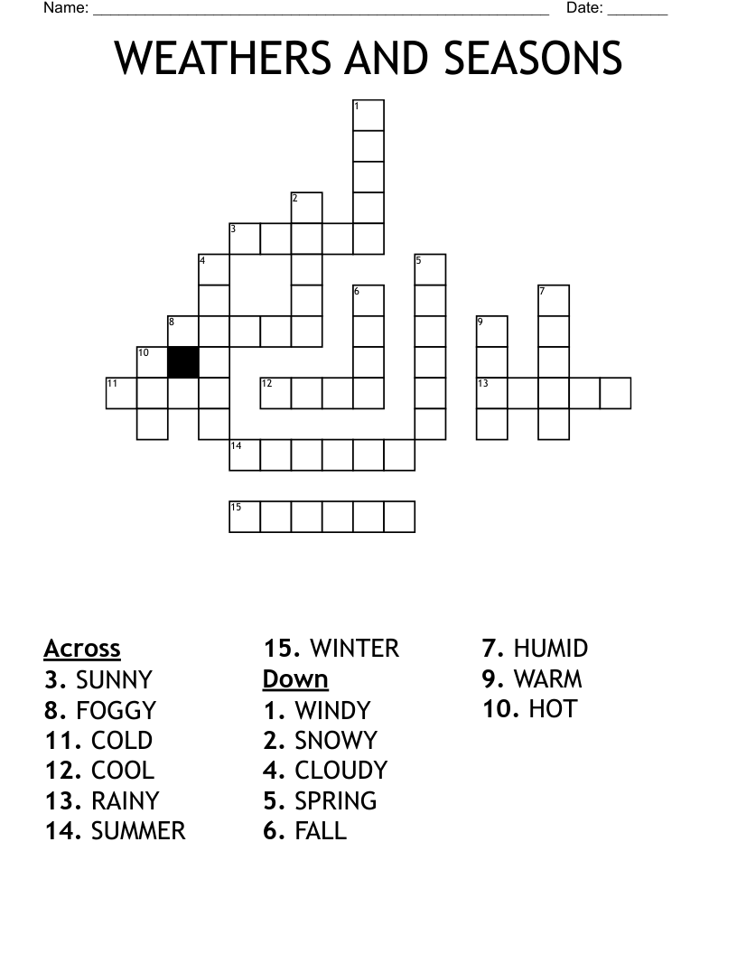 WEATHERS AND SEASONS Crossword