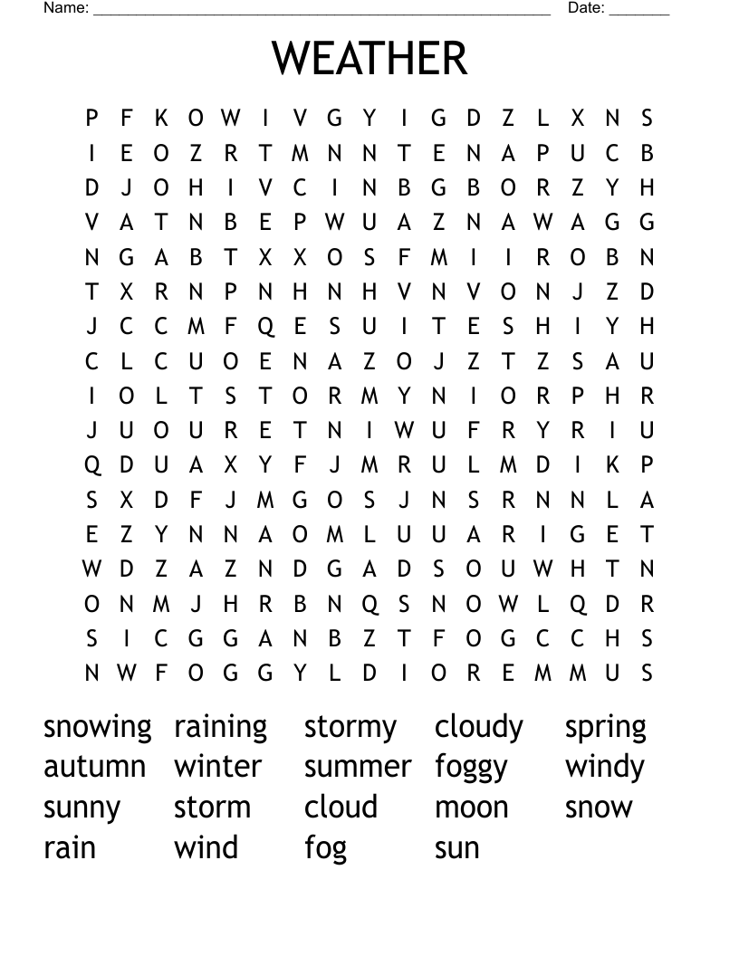 WEATHER Word Search