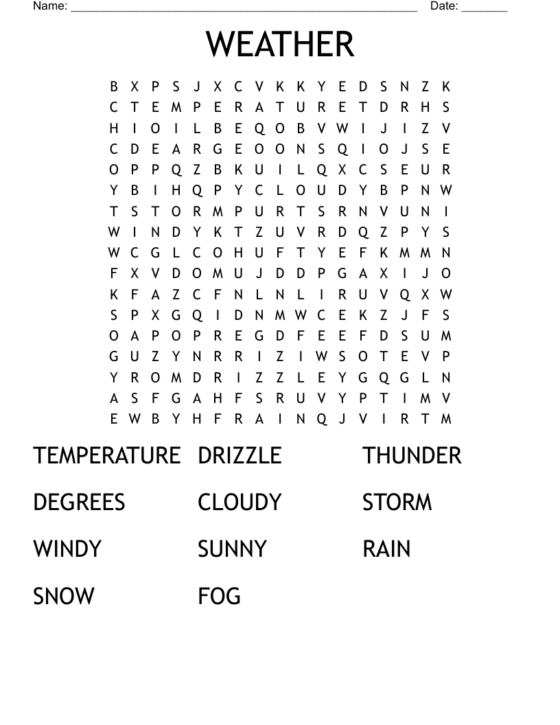 WEATHER Word Search