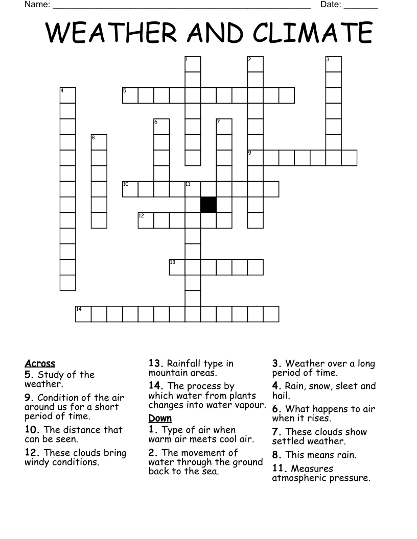 WEATHER AND CLIMATE Crossword