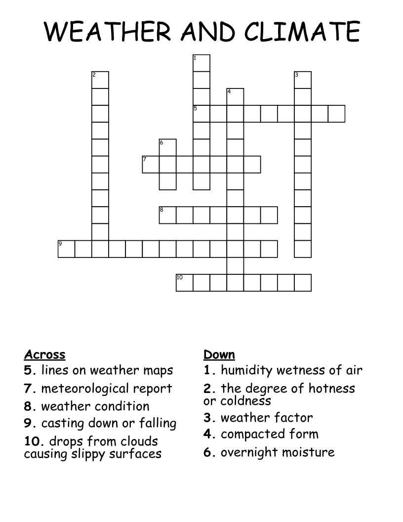 WEATHER AND CLIMATE Crossword