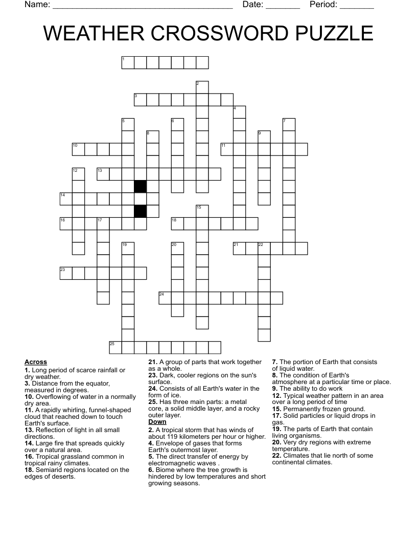 WEATHER CROSSWORD PUZZLE
