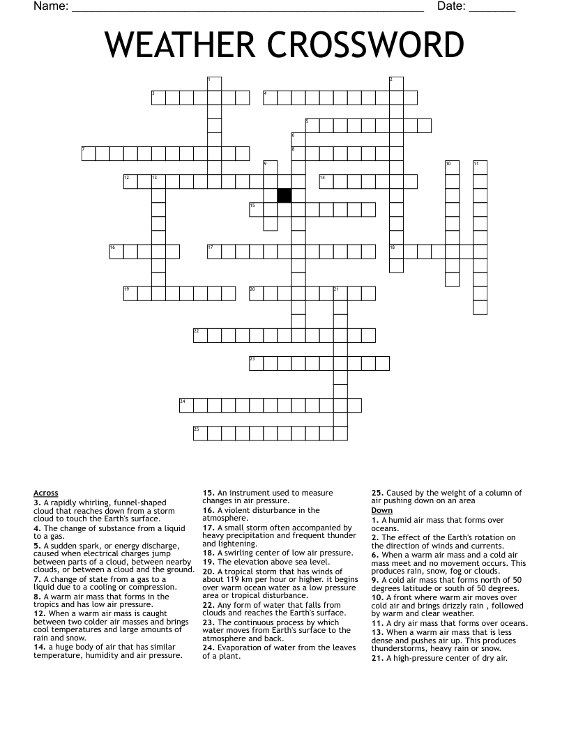 WEATHER CROSSWORD 