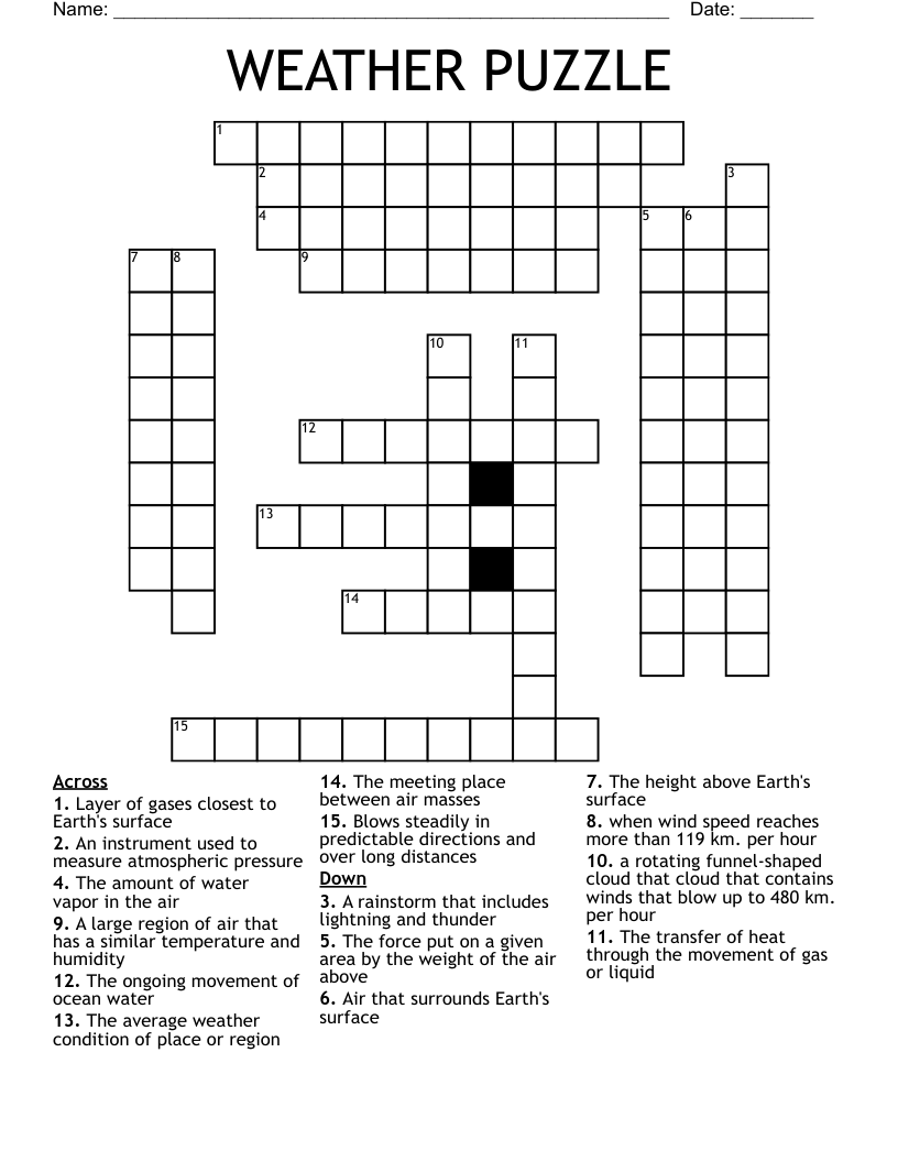 WEATHER PUZZLE Crossword