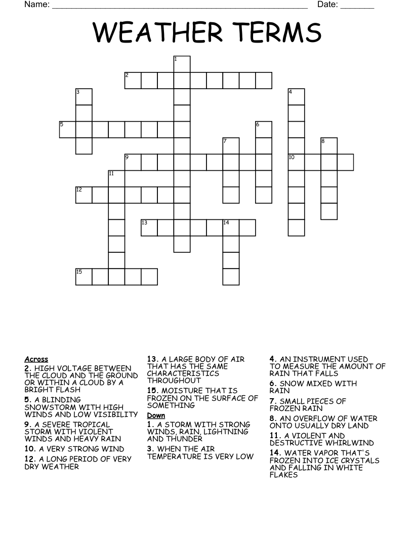 WEATHER TERMS Crossword