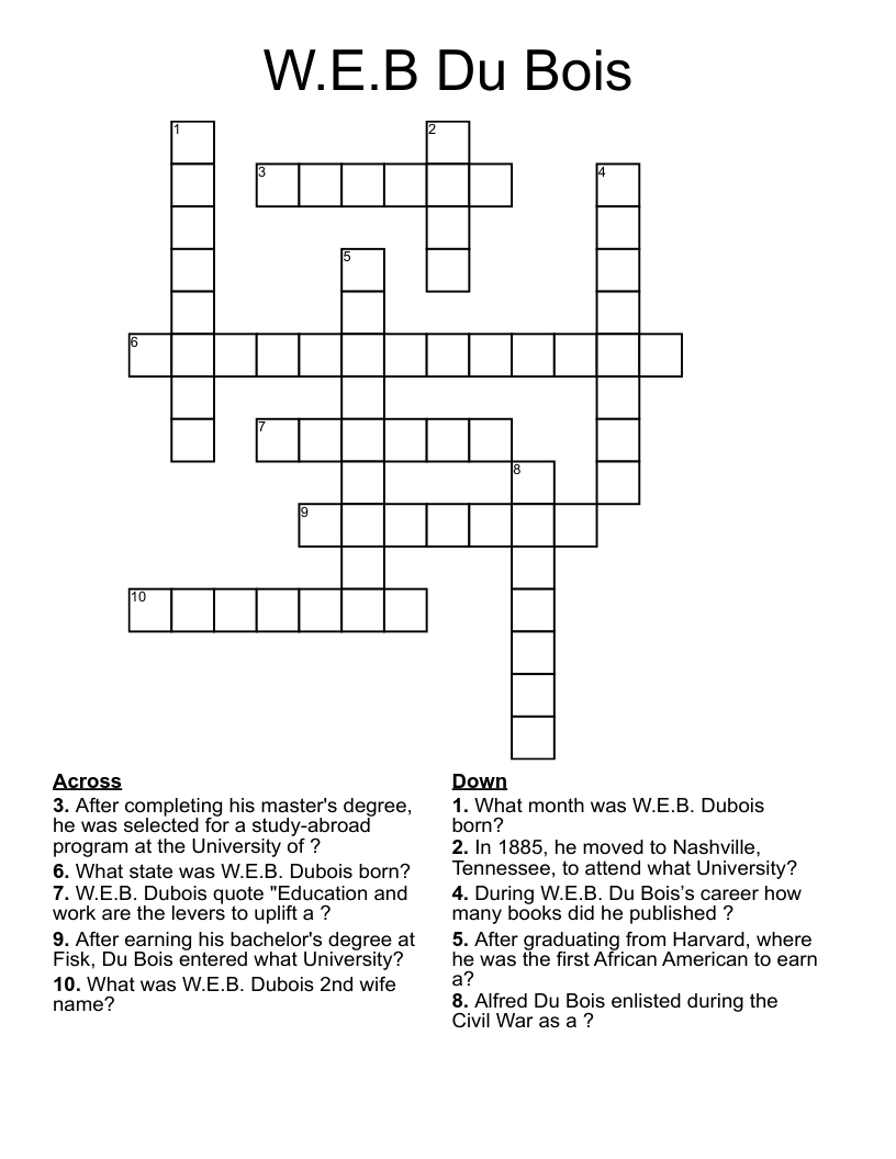 W.E.B Du Bois Crossword
