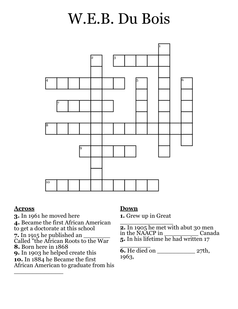 W.E.B. Du Bois Crossword