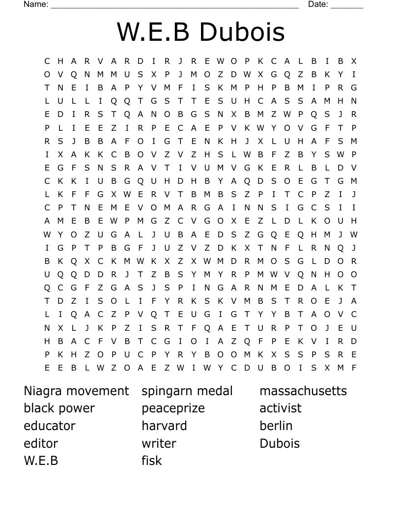 W.E.B Dubois Word Search
