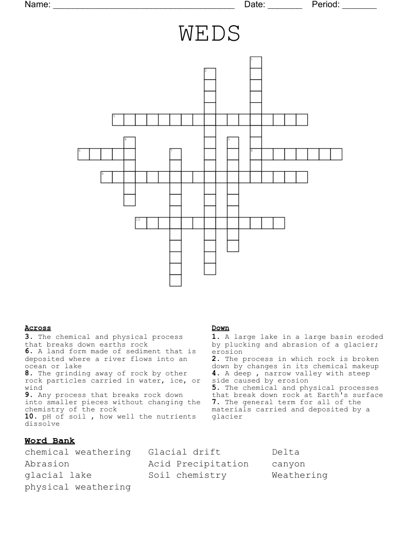 WEDS Crossword