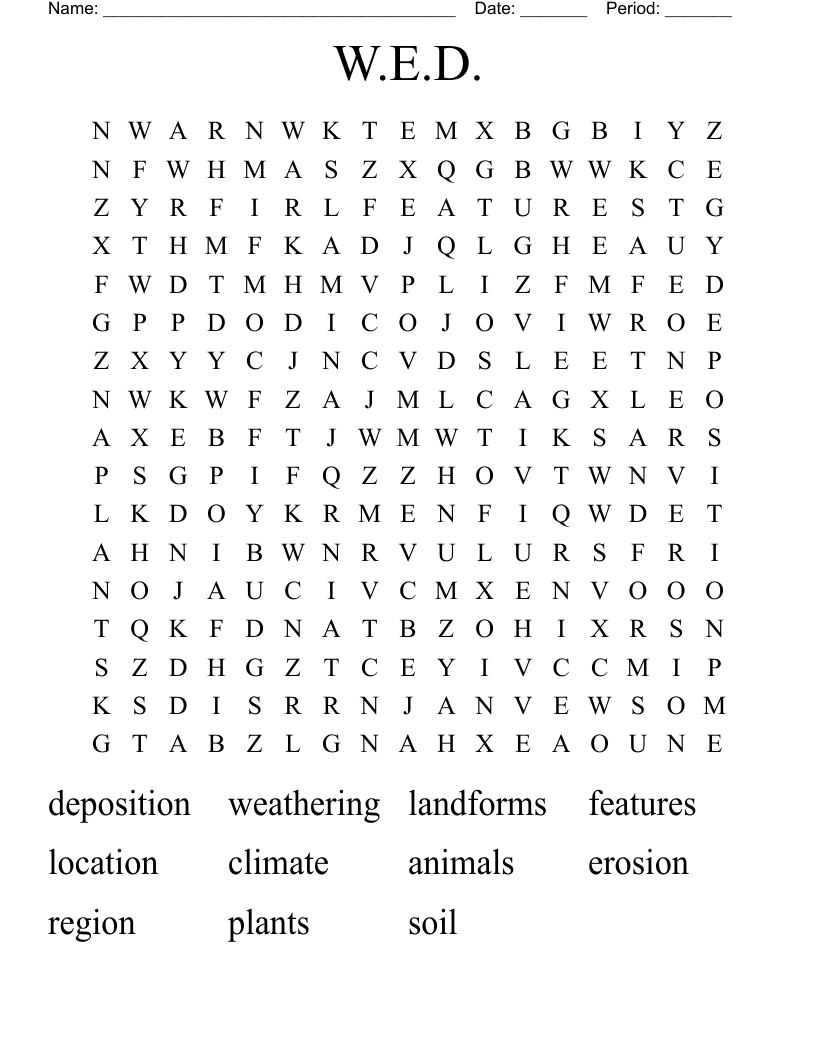 W.E.D. Word Search