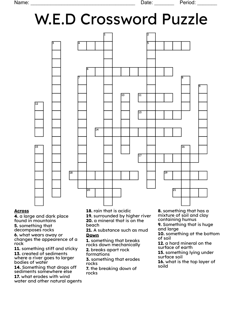W.E.D Crossword Puzzle