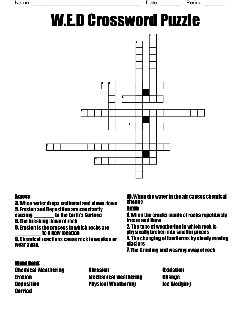 W.E.D Crossword Puzzle 